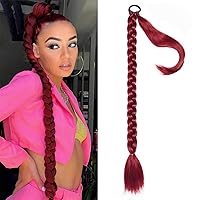 Vista 18 de Extensiones de cabello sintético de 32 pulgadas de largo trenzadas para mujer, extensiones de cabello lacio envolvente con banda para el cabello