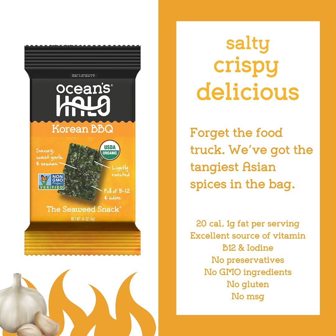 Buy Ocean's Halo Organic Korean BBQ Seaweed Snack, Gluten Free & Vegan