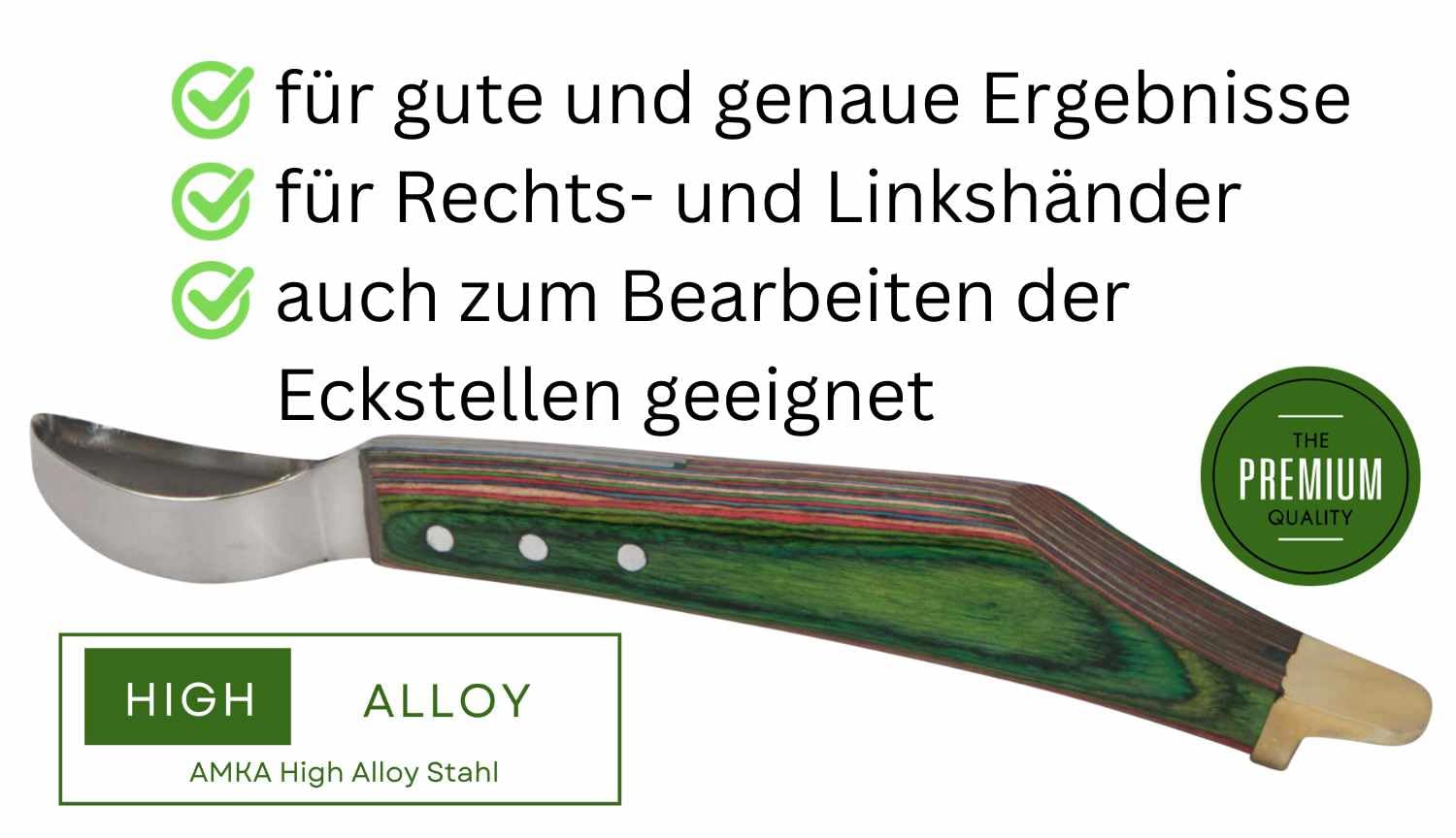 AMKA Has Schlaufenhufmesser High Alloy Stahl Schichtholzgriff ergonomischer Griff