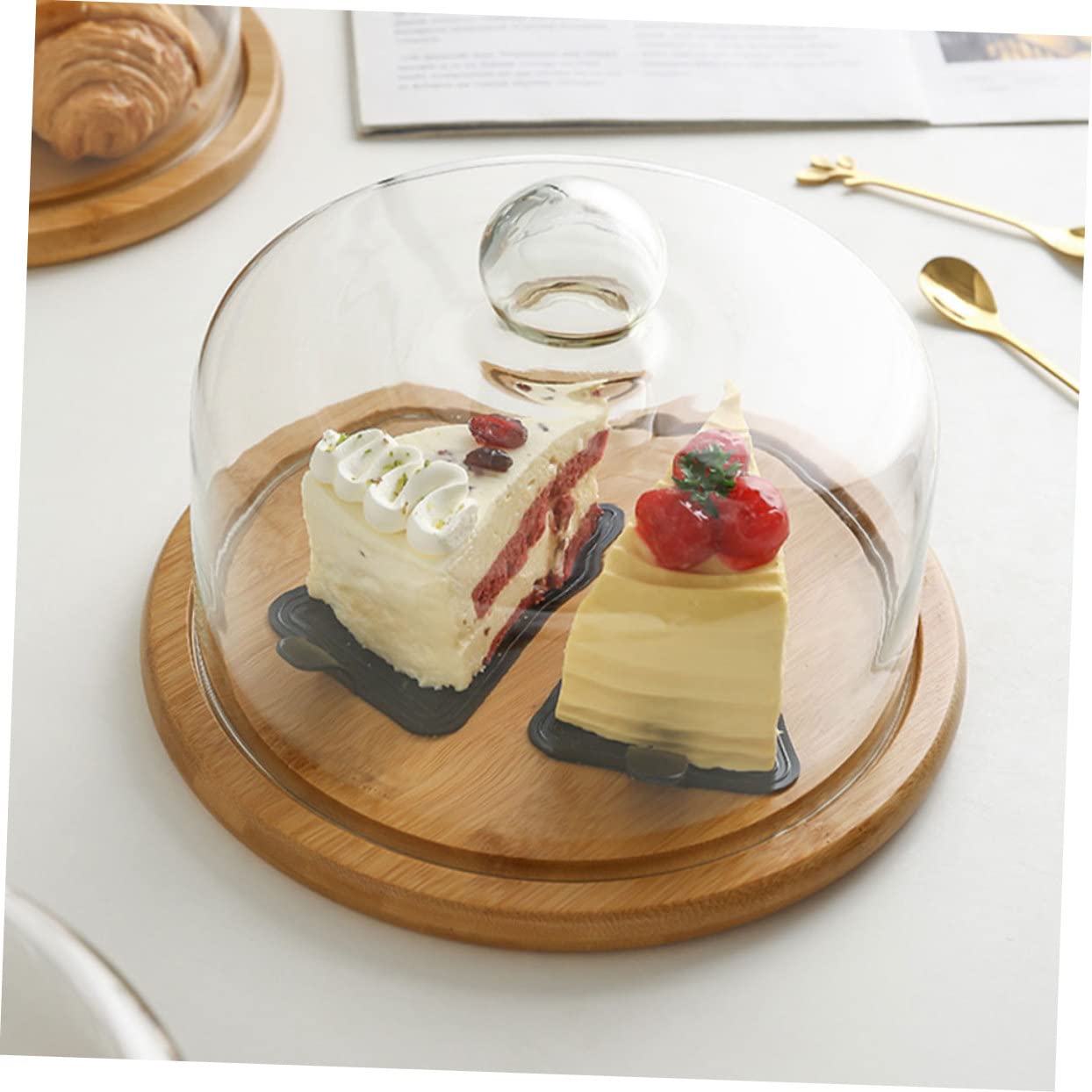 Cloche à Gateau en Verre Transparent, pour Dessert Couvercle Alimentaire