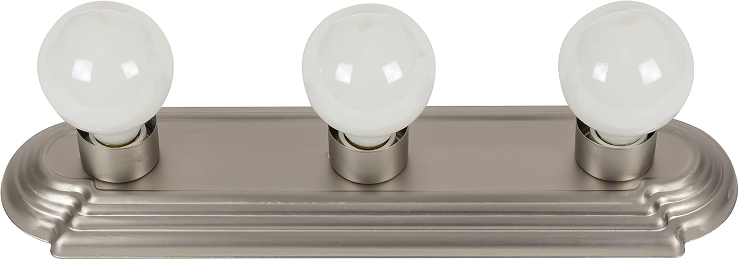 Sunlite 45000 Art Deco Style Brushed Nickel Vanity Light Fixture, 18-Inch, 3 Medium Base Sockets (Bulbs Not Included), Dimmable, UL Listed, Bathroom, Powder Room, Vanity