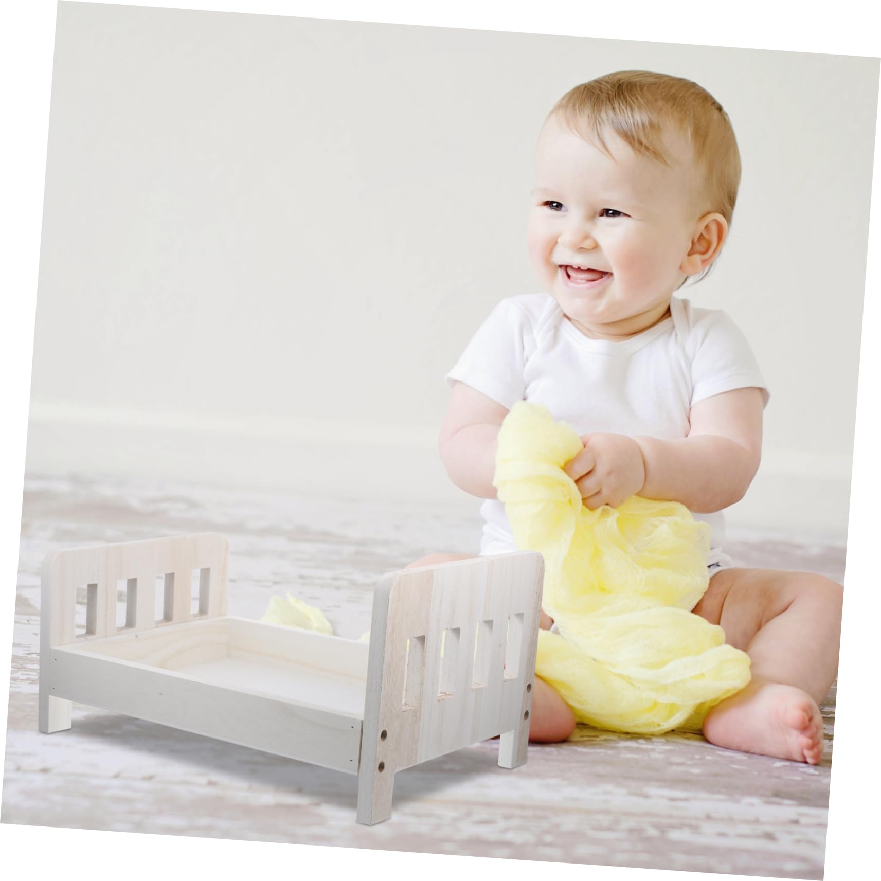 Accessoires de Photographie Décoratifs pour Bébé -né en Bois Blanc, Lit Miniature Sûr et Unique pour Séances Photo Adorables