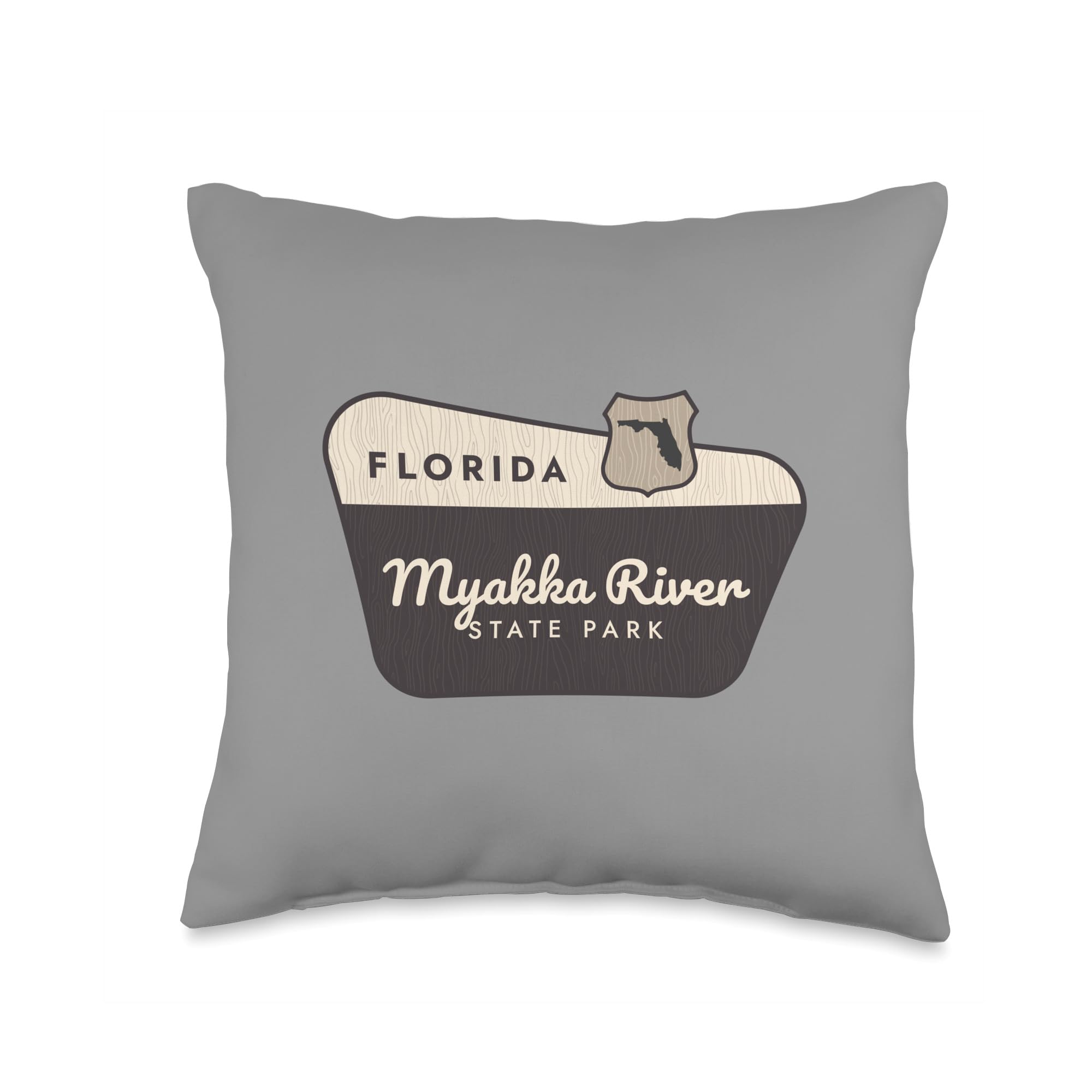 Myakka River State Park Florida Welcome Sign Vacation Throw Pillow, 16x16, Multicolor