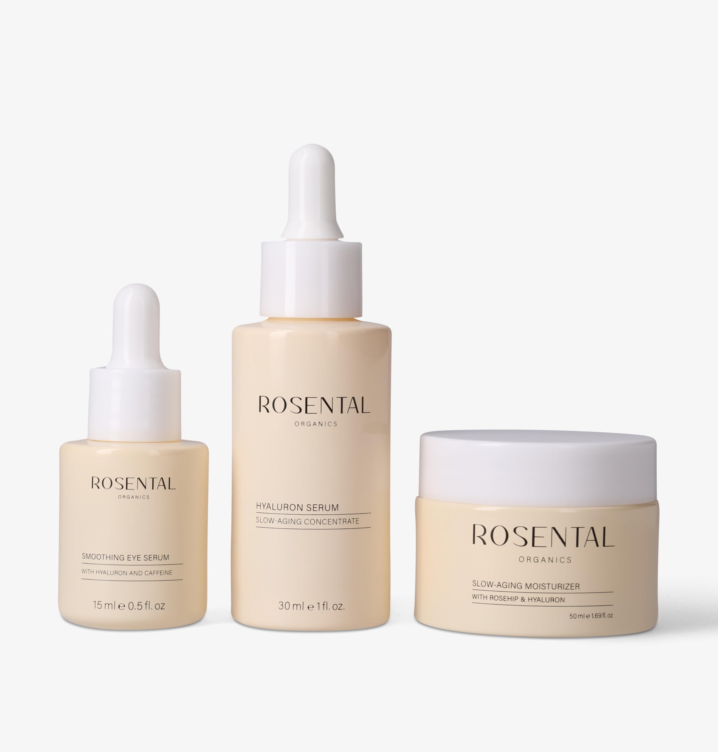 ROSENTAL ORGANICS Slow Aging Set Anti-Aging Pflege Hyaluronsäure Rosehip Öl Serum Augenpflege Feuchtigkeitscreme