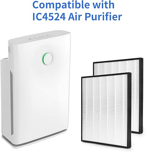 Miniatura 2 de FCFMY Paquete de 2 filtros de aire de repuesto H13 True HEPA compatibles con purificador InvisiClean Claro IC-4524 con prefiltro de carbón activado