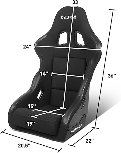 Vista 21 de NRG Innovations NRG-FRP-302BK Asiento de carreras con respaldo fijo de fibra de vidrio (grande), compatibilidad con arnés de 4 puntos, Alcántara