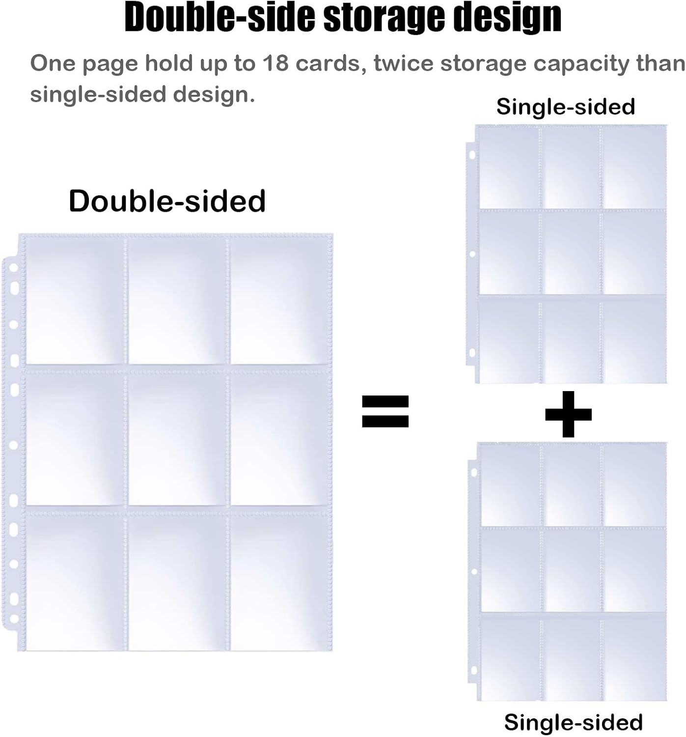 Double-Sided 1800 Pockets Trading Card Sleeves Pages, KangNa 9 Pocket Card Pages Protectors Collectors Fit 3 Ring Binder, for Pokemon, Trading, Baseball, Game, Business Cards and More, 100 Pages : Toys & Games