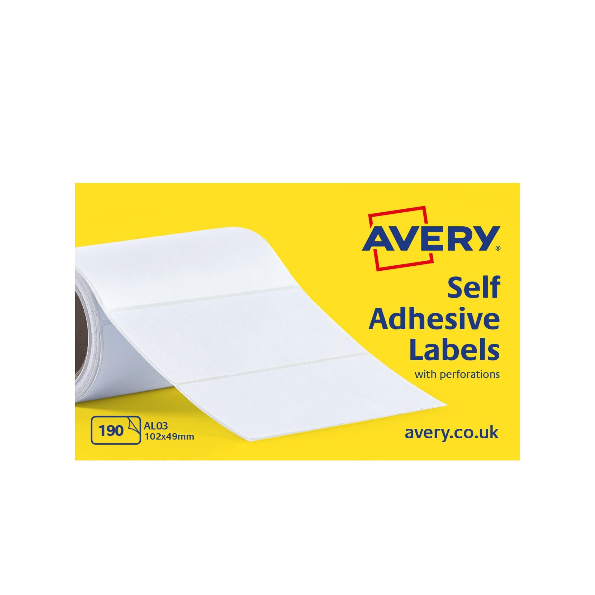 Avery Multipurpose Roll Labels, 102 x 49 mm, Blank White Stickers, 190 Labels per Roll (AL03)