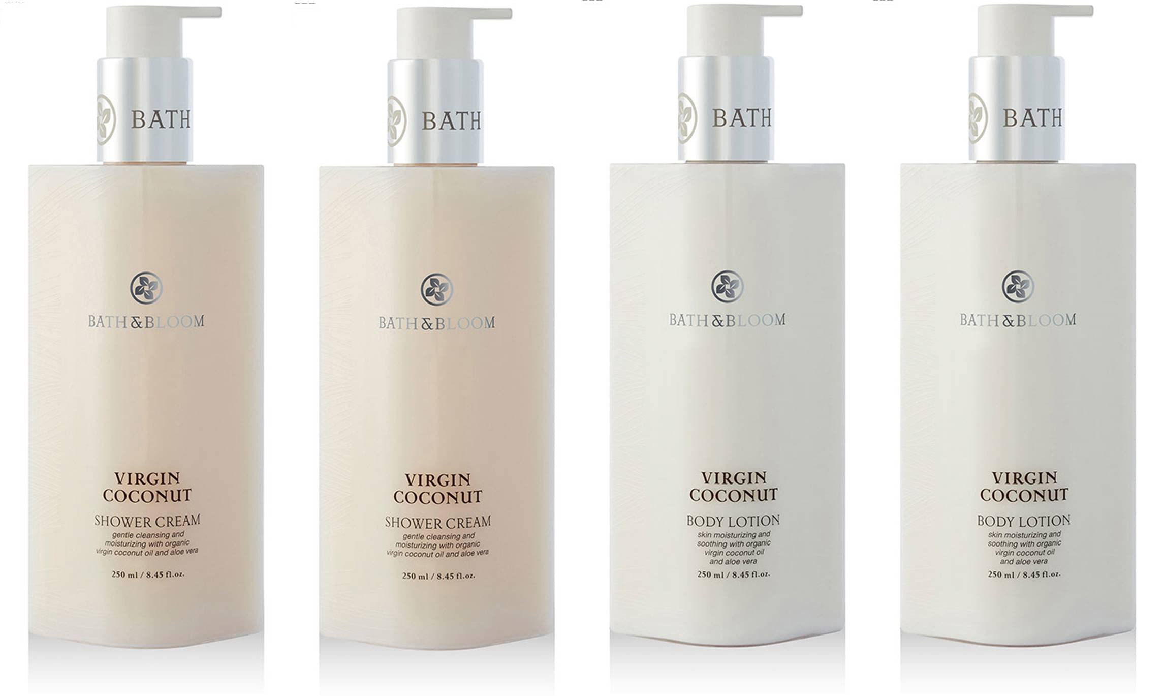 BATH and BLOOM Virgin Coconut Shower Cream and Virgin Coconut Body Lotion Set.