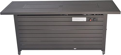 Miniatura 4 de Mesa para fogata de propano de 57 pulgadas, 50000BTU, mesa rectangular para fogata de gas al aire libre, mesa de hoguera con tapa y protector contra