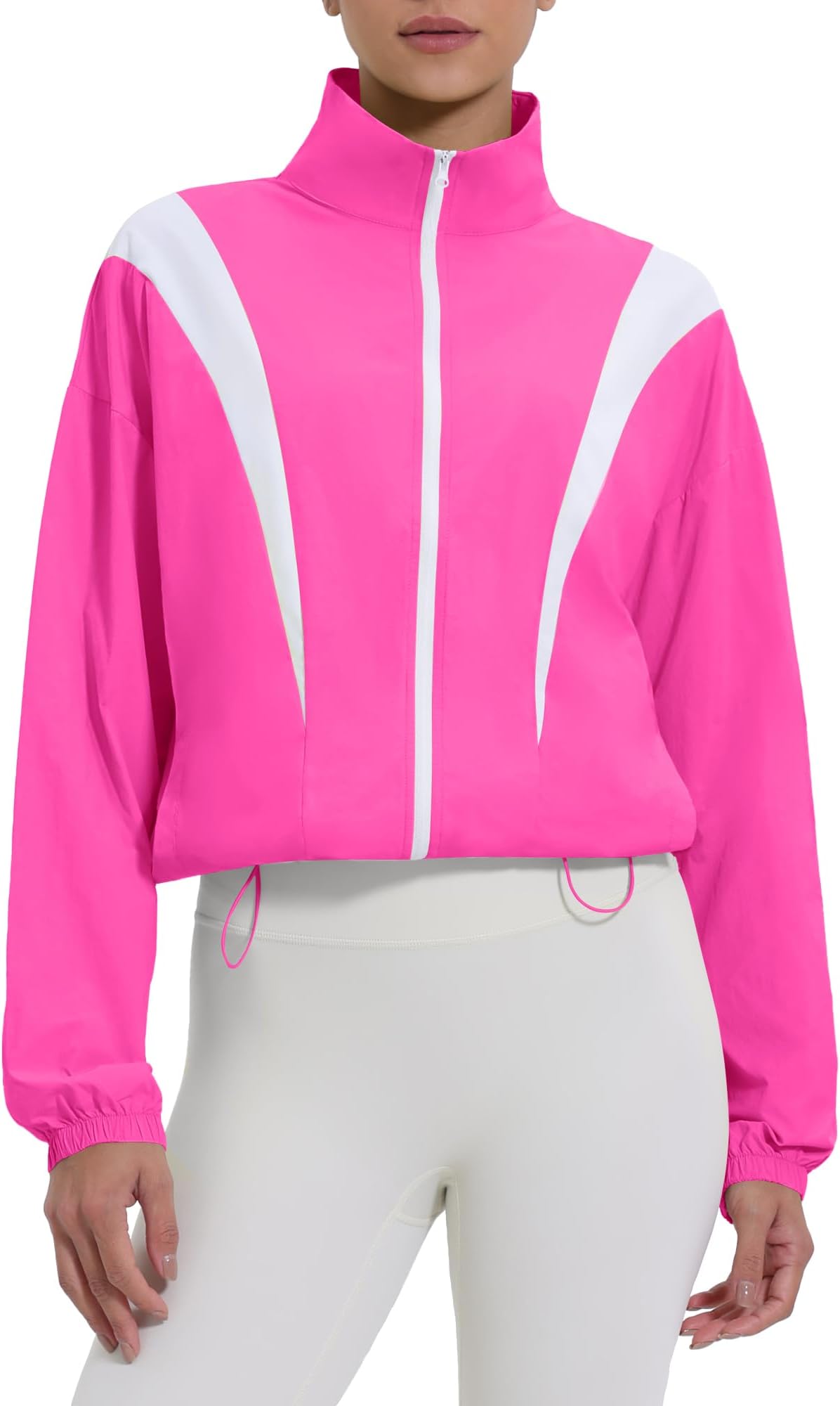 Women's Lightweight Athletic Workout Jacket UPF 50+ Sun Protection Full Zip Stand Collar Windproof Outdoor Jacket