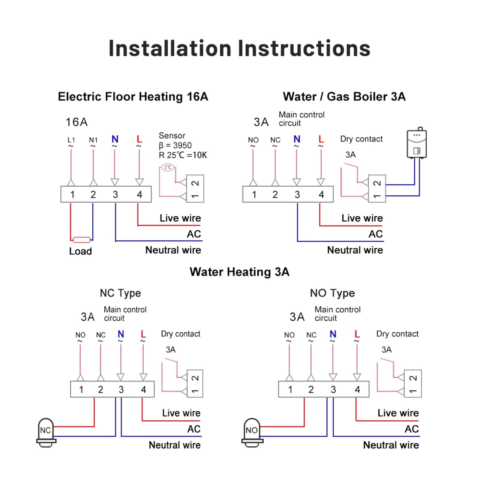 Termometro da interno igrometro digitale Smart Home WiFi Riscaldamento termostato termostato Acqua/gas Caldatura Elettrico Temperatura del pavimento elettrico Wireless Con display LCD(WIFI Electric)
