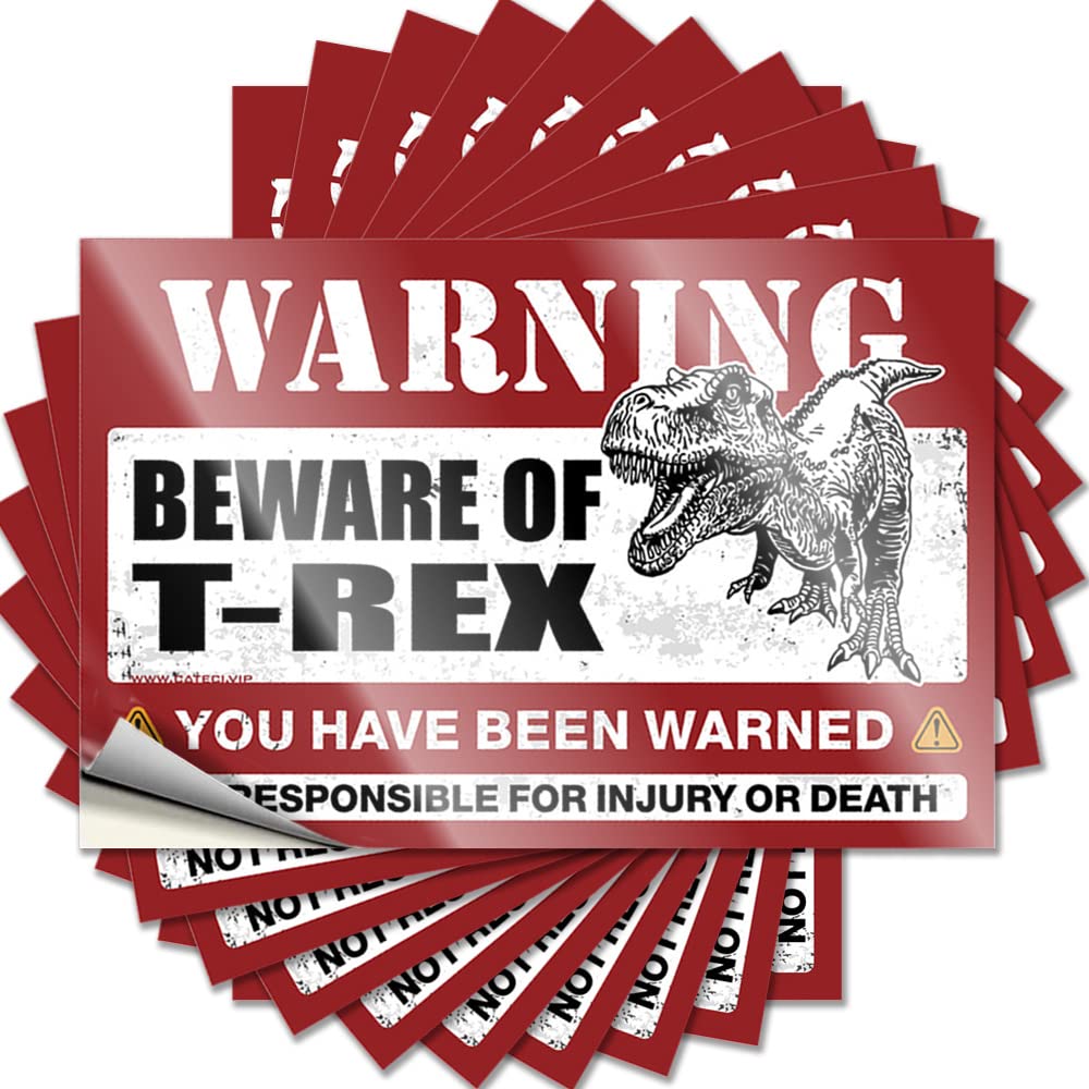 Sweet, Bumper Motorcycle Collection Beware of T-rex | Assorted Waterproof Vinyl Stickers(6X9CM)