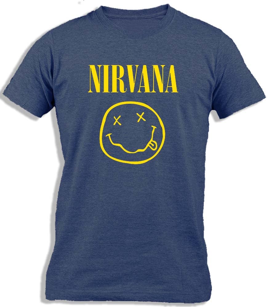 Ay Cabron™ Nirvana Crazy Face | Rock Band Smiley Face | Rock Music Band Cotton T-Shirt For Men