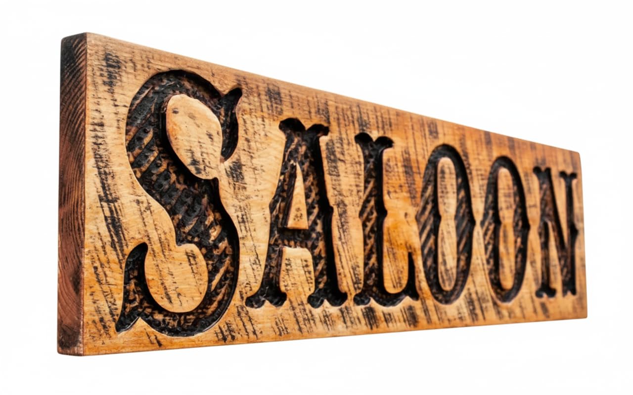 SALOON Sign - Large Carved 40x10 Western Cowboy Bar Decor - Carved Wood Wall Art