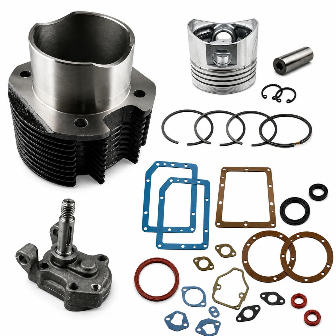 Generico Kit de cilindro y pistón + bomba de aceite + serie junta completa y sellos de aceite compatible para motor Lombardini Diesel 6ld 360 para motoazada y motocultor