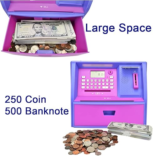 Miniatura 5 de Alcancía electrónica para niñas y niños, cuenta, aprende y logra objetivos financieros con esta bonita y segura alcancía de juguetes para niños de 6