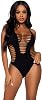 Leg Avenue Womens Seamless Shredded Racer Back Thong Bodysuit
