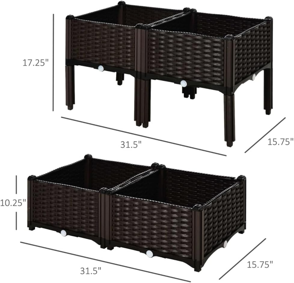 Raised Garden Bed Planter Box for Vegetables Herbs and Flowers – Durable Polypropylene Outdoor Planting Container