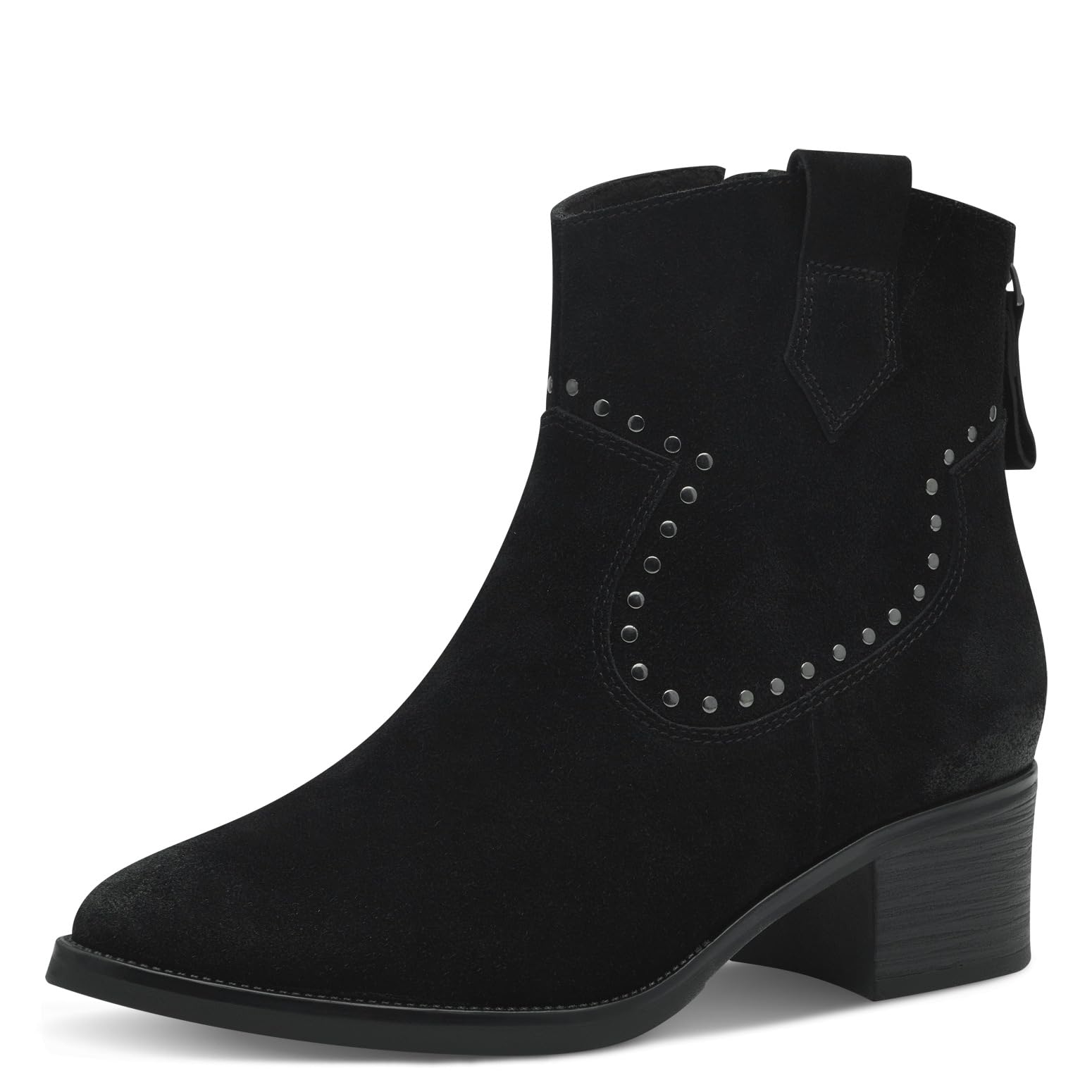 MARCO TOZZI Women's Leather Cowboy Ankle Boots with Heel, black, 8.5 UK