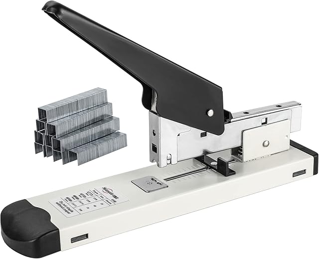 YORKING Heavy Metal Adjustable Stapler Large Heavy Duty Metal Stapler 100 Sheets of Paper Metal Body Document Binding Machine with 1 Box Of Staples Stapler for Office Desk School