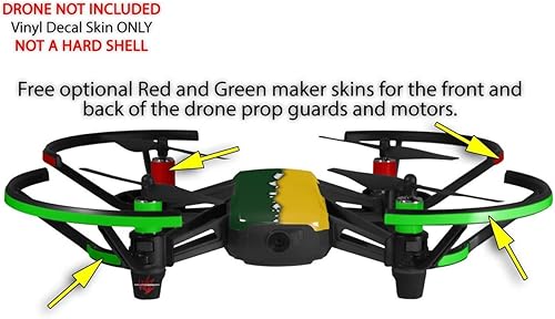 Miniatura 3 de Skin Wrap 2 Pack para DJI Ryze Tello Drone Ripped colores verde, amarillo Drone No Incluidas