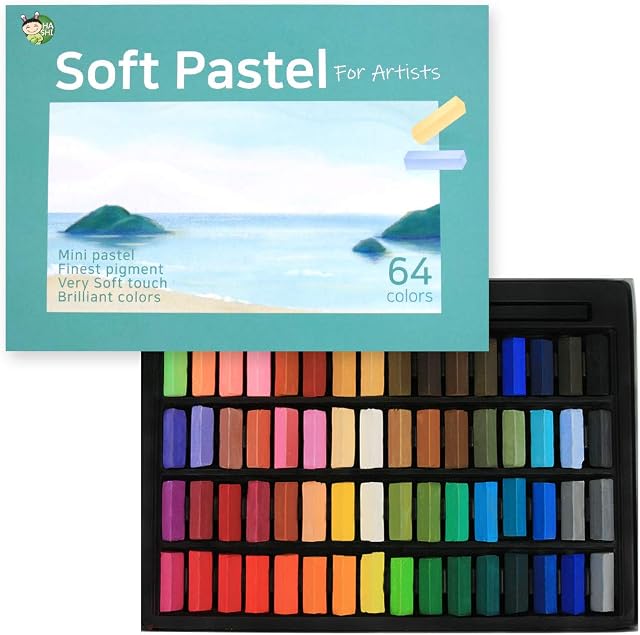 HA SHI (64 Colors Non Toxic Soft Pastels Set for Professional - Assorted Colors