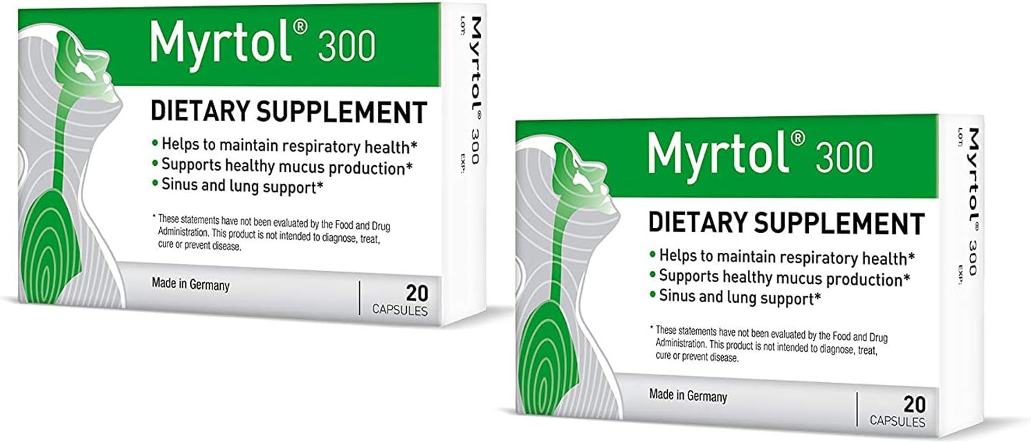 300, 2 Pack - Most Effective Natural Herbal Sinus Relief – Fast Acting Nasal Rinse & Non-drowsy Lung Support Supplement – Immune Support & Sinus Pressure Relief, 40 Capsules