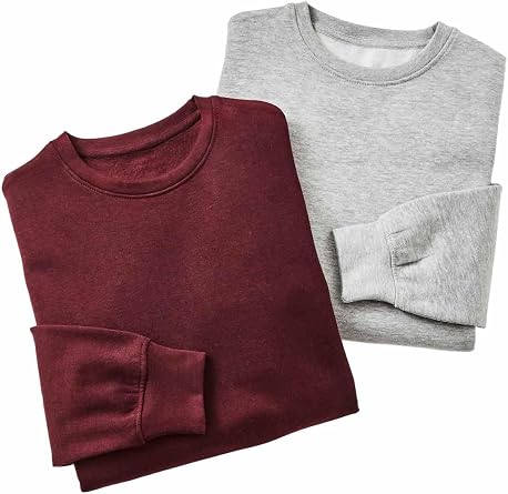 Pegasus Men's Crew Neck Sweatshirts Pack of 2 Brushed Fleece Pullover Jumper with Long Sleeves