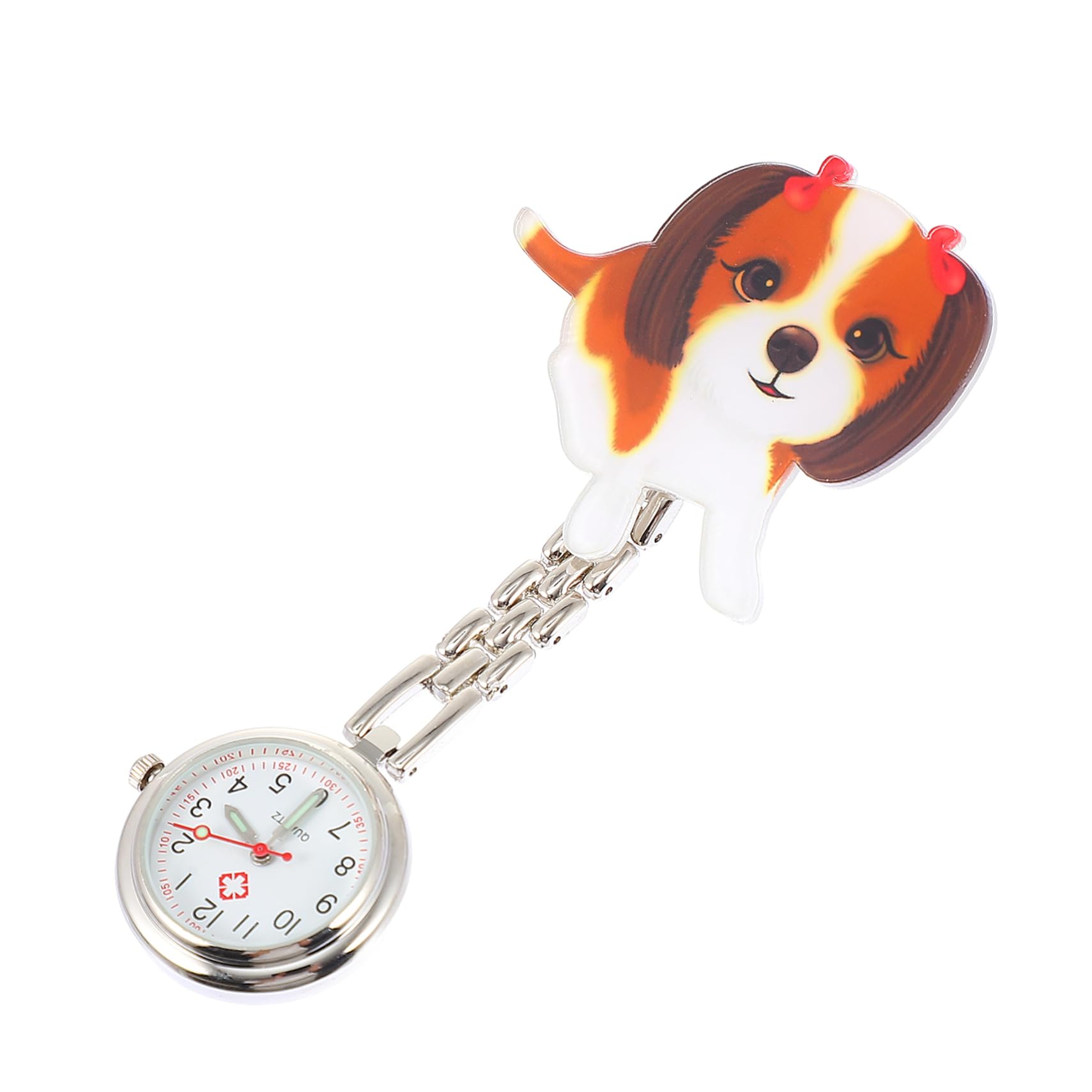 SHERCHPRY1 Set Pocket Watch Little Dog Watch Exam Chest Watch Hanging Fob Snap Fob Watch Mens Work Cartoon Chain Watch Lapel Pin Watch Quartz Lapel Watch Nurse Watch Chain Hard Glue Cute