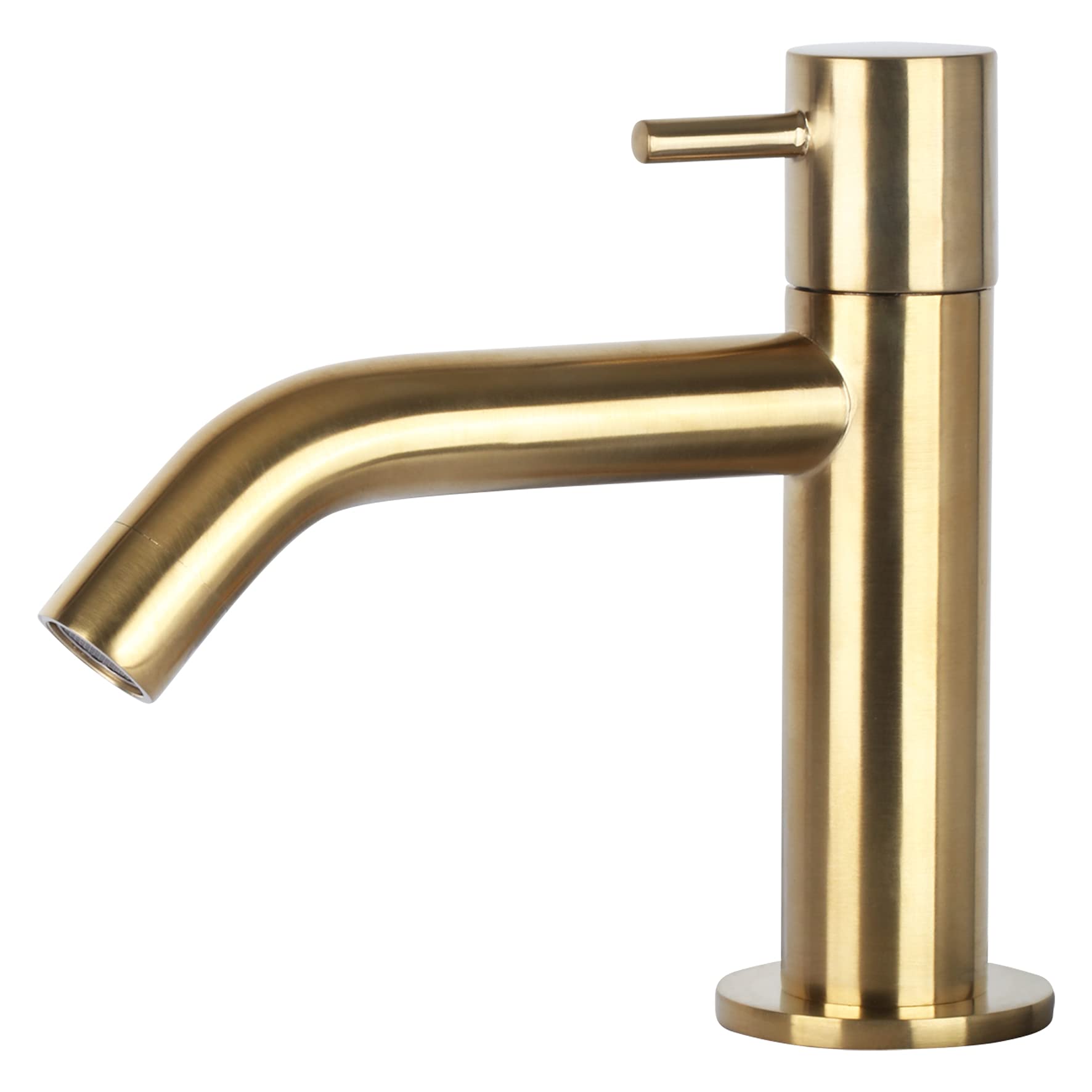 Differnz Cleo Lavabo - Lave main Céramique Blanche Brillante - Robinet Courbé Or Mat - Ensemble Complet - 30 x 30 x 10 cm