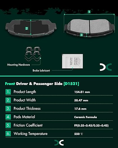Miniatura 1212 de Kits de frenos y rotores, rotores de freno SCITOO y 8 pastillas de cerámica para 08-12 para Chrysler Town & Country, 08-12 para Dodge Grand Caravan