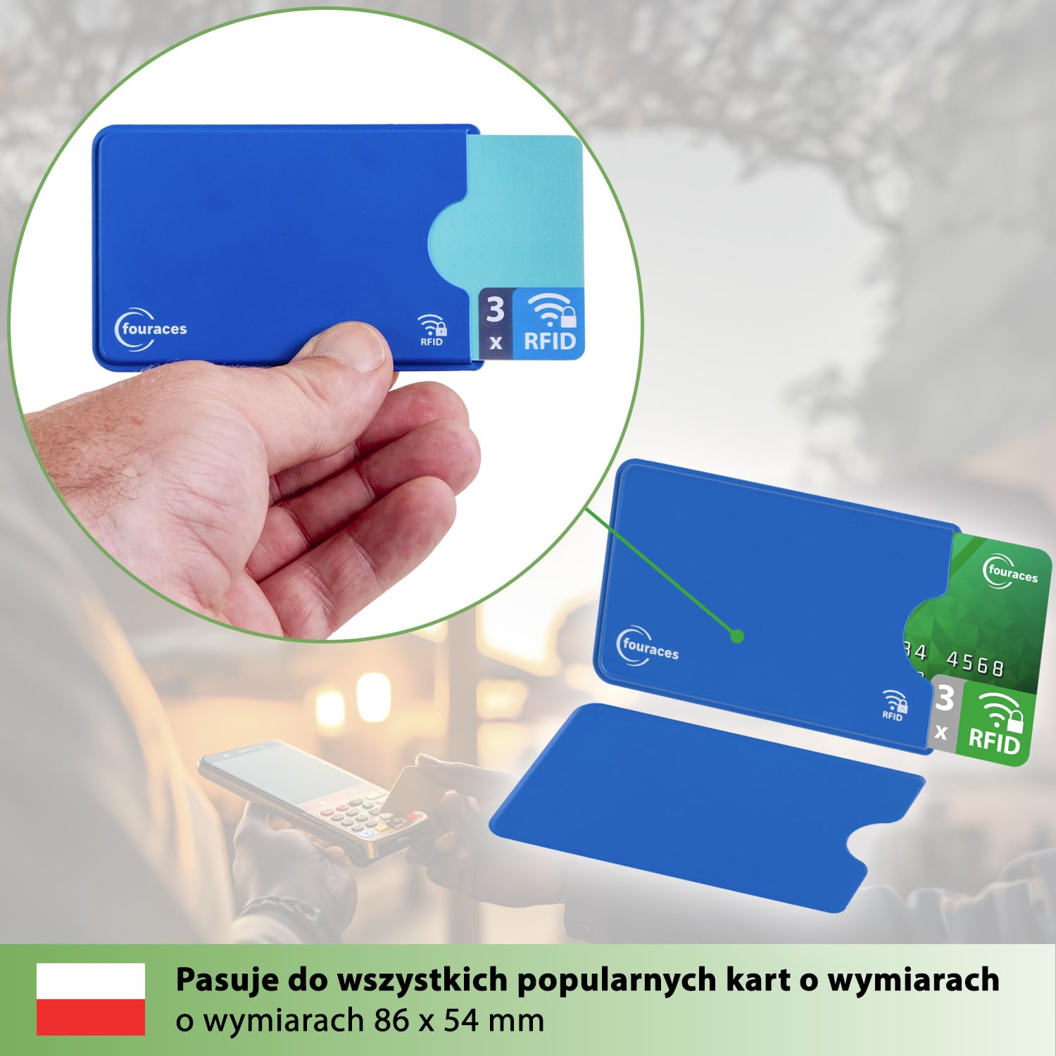fouraces 3x etui ochronne z blokadą RFID – różne kolory – zabezpieczenie przed kradzieżą danych – etui NFC – etui na karty kredytowe i karty EC, etui na karty EC na karty bankowe