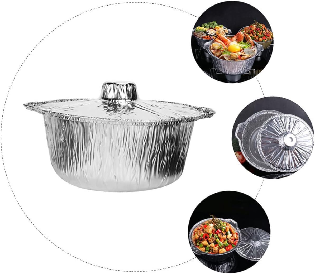 5pcs Aluminum Foil Pan Grill Cooking Pot Lid Aluminum Cookware for Camping BBQ Outdoor