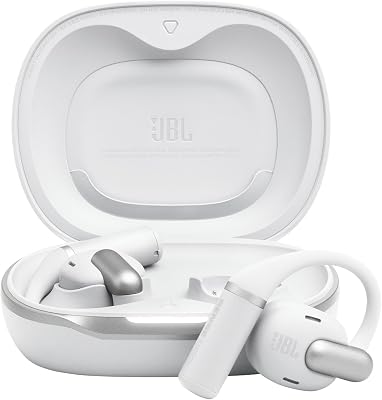 JBL Sense Pro Cuffie Open-Ear True Wireless, Hi-Res Audio, fino a 38 Ore di Autonomia, Resistenti ad Acqua e Polvere IP54, Tecnologia JBL OpenSound e Spatial Sound, Bianco