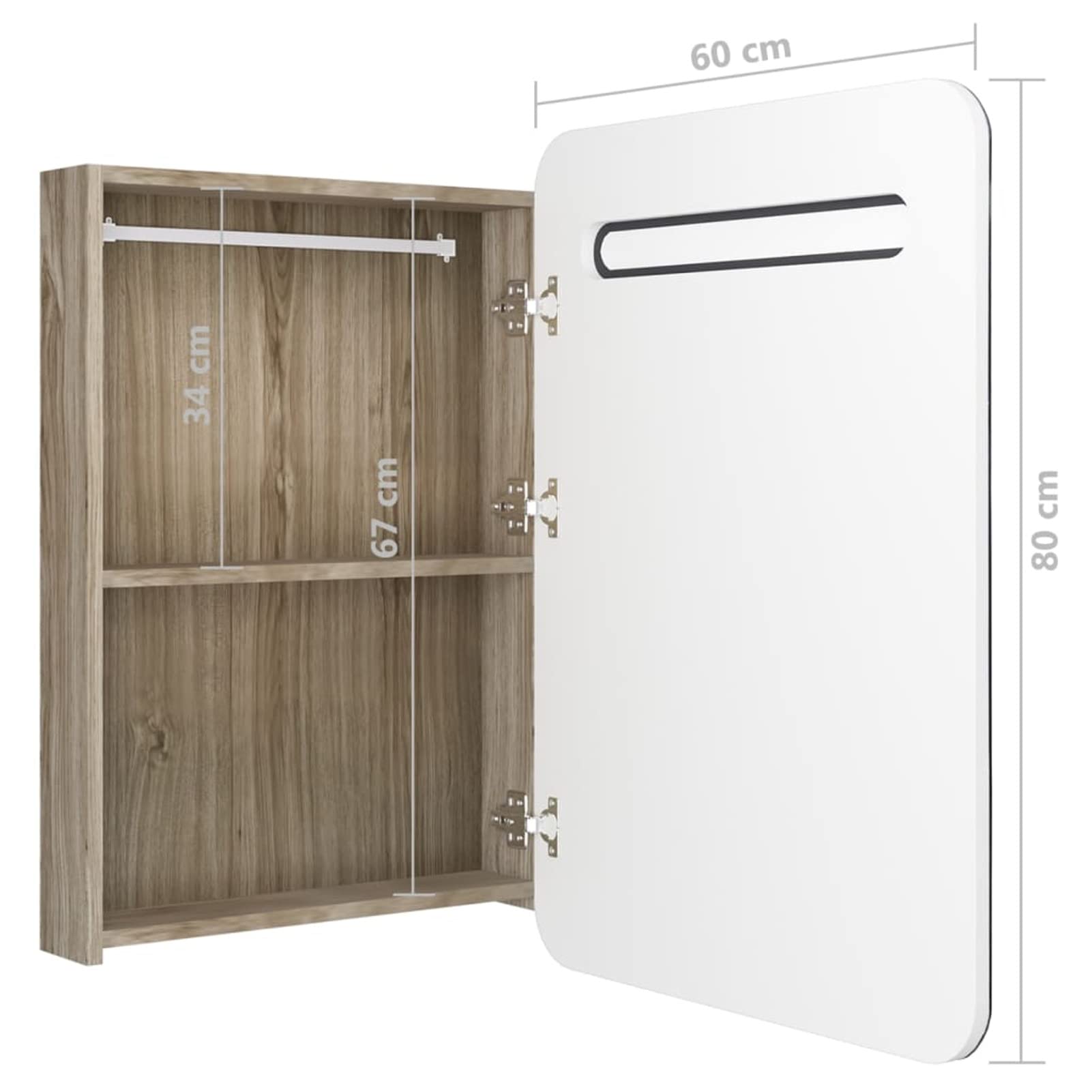 Armario de baño con Espejo y LED Blanco y Roble 60x11x80 cm Armario Espejo BañO con Luz