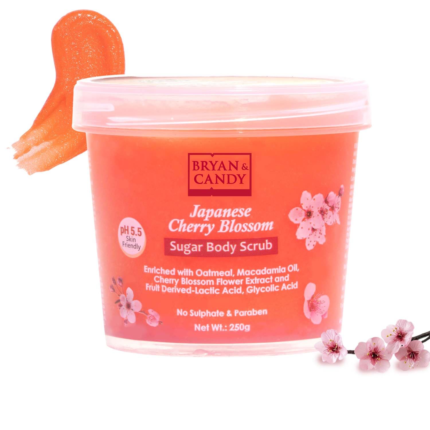 Bryan & Candy Cherry Blossom Sugar Body Scrub PH 5.5 For Tan Removal & Exfoliation|For Women & Men|Enriched with Macadamia and Argan oil|Removes Dirt & Dead Skin from Knees, Elbows & Ankles - 250g-image-23