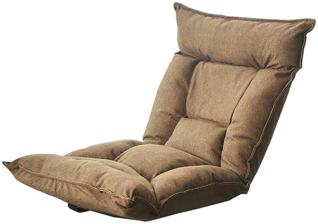 Silla Plegable para Sala de Estar con Respaldo cómodo, Ajustable en 6 ángulos, Lavable, para Ventana salediza, Pausa para el Almuerzo, Lectura, Yoga, meditación, Carga máxima: 100 kg, Gris