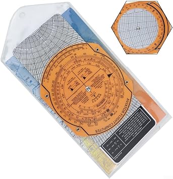 Flight Computer Aviation Plotter Circuit Slide Ruler, Pilot Training Precision Measurement Tool, Orange ABS Compact And Portable(CRP-5)