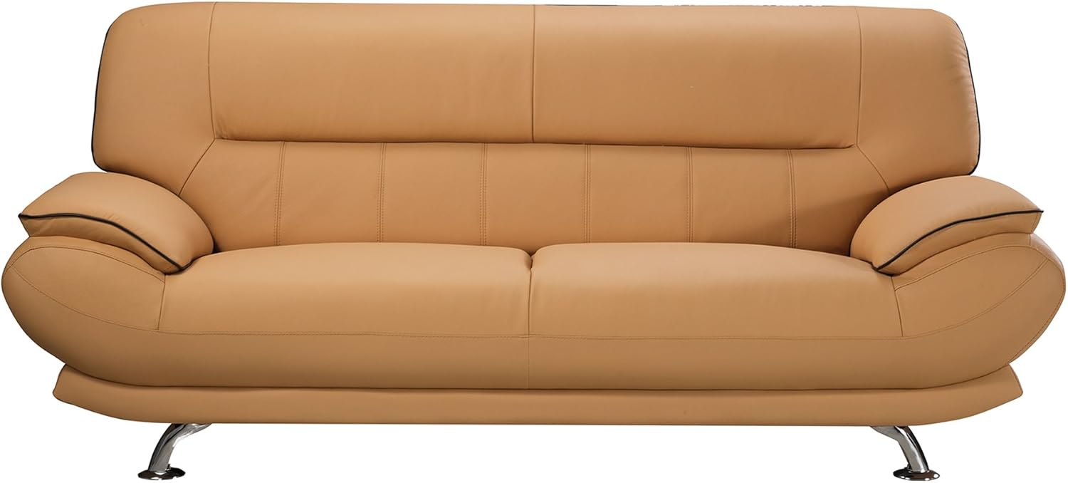 American Eagle Furniture Highland Mid Century Modern Faux Leather Living Room Set 3 Piece Yellow Living Room Furniture Home Kitchen Guardebem Com