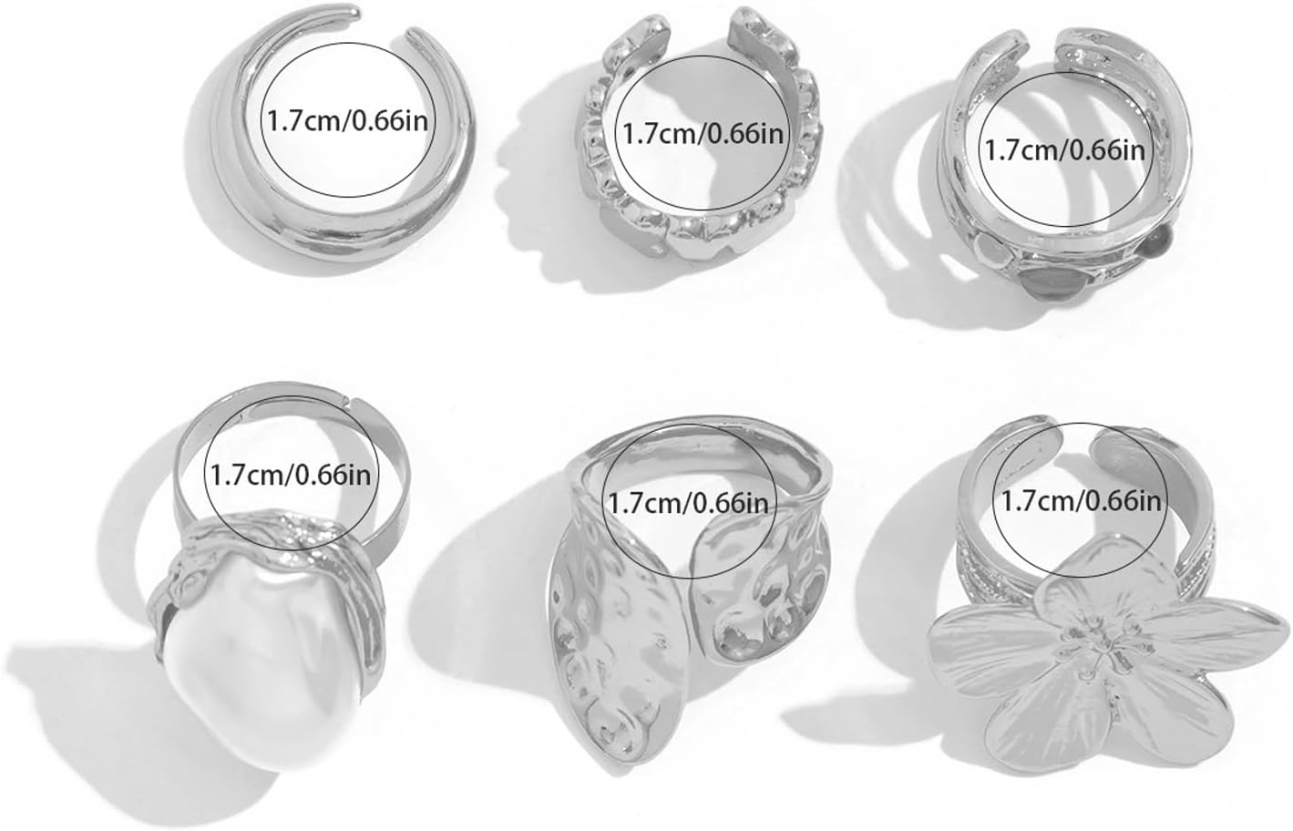 Chunky Gold Rings Set for Women Stackable Statement Flower Ring Sets Baroque Pearl Ring Chunky Jewelry Set - Image 6