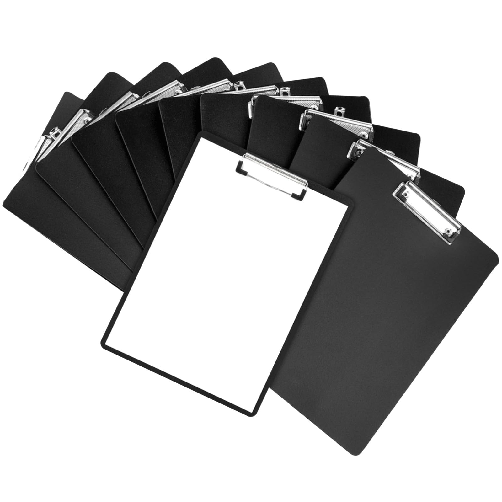 10 portablocco formato A4, in plastica nera, con occhiello estensibile, 31,5 x 22,5 cm, adatti per ufficio, scuola