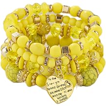 Women Beaded Bracelet Set | Colorful Boho Stackable Trendy Design with Crystal Accents Multilayer Bangle Bracelet | Fashion Stretch Braclets Jewelry for Women