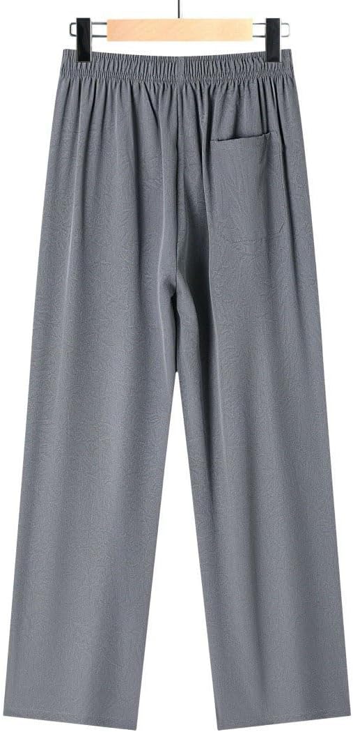 Men's Chinese Style Ice Silk Tang Suit Set Middle Aged Breathable 2 Piece Summer Outfit