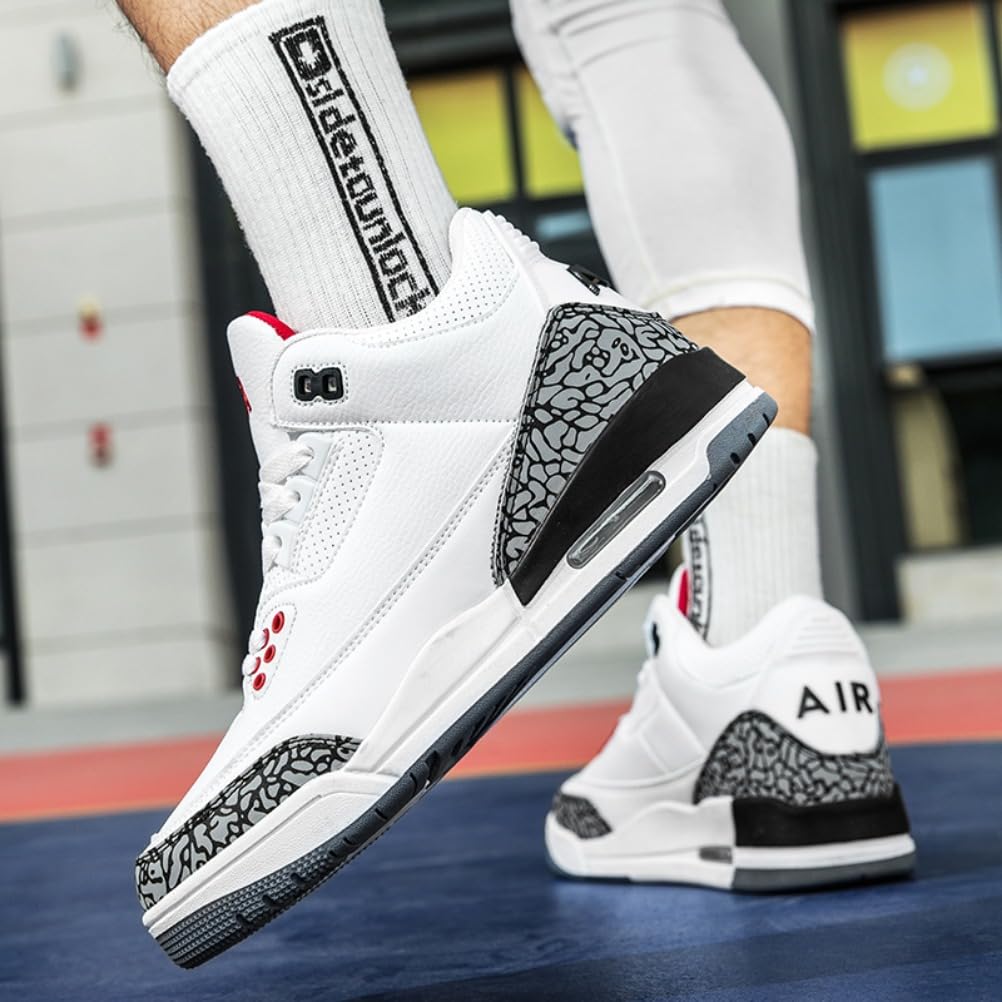 Sneaker Herren Damen Retro Skateboardschuhe Laufschuhe Turnschuhe mit Luftpolster Walkingschuhe Studenten Anti-Rutsch leichter Jungen Mädchen Basketballschuhe modisch Sportschuhe (Weiß Grau 1,45)