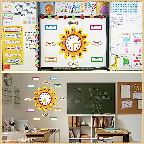 Image of WhatSign Telling Time Bulletin Board Decorations 38Pcs Telling Time Bulletin Board Set Learning to Tell Time Clock Cutouts Early Childhood Development Products Kid Age Range