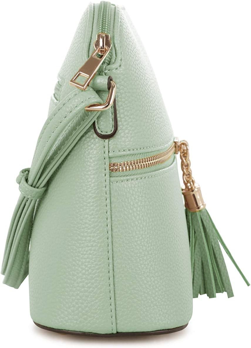 SG SUGU Lunar Lightweight Medium Dome Crossbody Bag Shoulder Bag with Tassel | Zipper Pocket | Adjustable Strap - Image 3