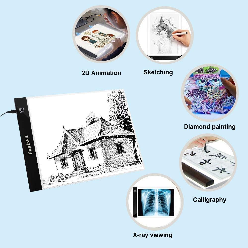 Light Box for Tracing A4 Led Artcraft Light Pad Tracer Dimmable Brightness Copy Drawing Board Tracing Table for Artists Designing Sketching Animation by PAATWA (A4S)