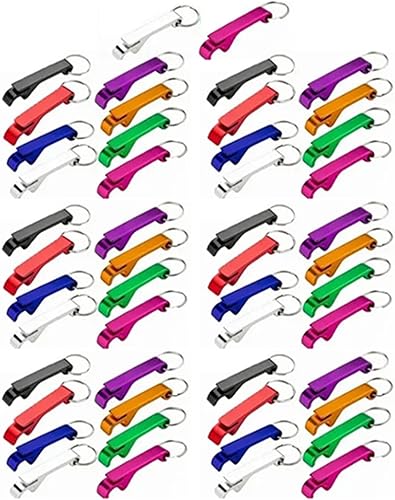50 abridores de botellas de cerveza, llavero de abrebotellas de colores, aleación de aluminio colorido mini abrebotellas de cerveza de bolsillo
