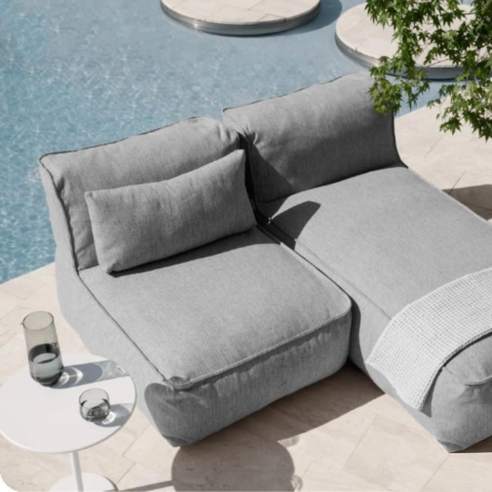 SXBCyan Funda Sillón Tipo puf (sin Relleno) Puf de Exterior para Adultos Funda Sillón Cama Grande Chaise Longue Puf Sofá Sofá Perezoso Muebles de día para Patio Jardín(125cm-dark Grey)